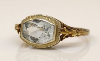LOVELY VINTAGE 14K YELLOW GOLD RING WITH 1.  00 CT AQUAMARINE 2.  8 GRAMS M33 2