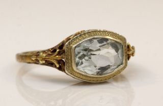 LOVELY VINTAGE 14K YELLOW GOLD RING WITH 1.  00 CT AQUAMARINE 2.  8 GRAMS M33 3