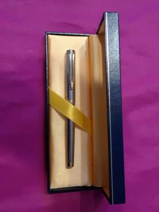 Vintage Waterman Gentleman Sterling Silver Fountain Pen 18k L Gold Nib France