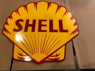 Large Steel Shell Sign Gas Pump Sign Oil Can Antique Porcelain Service Station