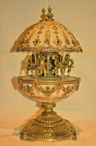 House Of Faberge Imperial Carousel Egg By The Franklin Musical Horse Statue