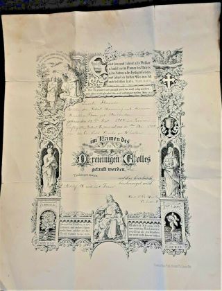 1904 Baptism Certificate In German - Lafayette,  Mich.