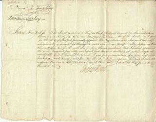 Daniel D.  Tompkins & James Dent Signed 1796 & 1838 Vintage Release & Convey Docs