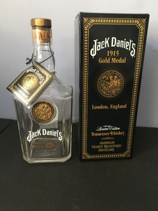 Jack Daniels 1915 Gold Medal Limited Edition Bottle W/ Box,  Cork & Tag