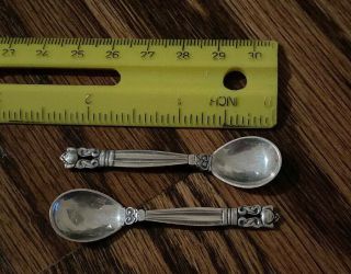 Vintage Georg Jensen Acorn Pattern Salt Spoons Old Mark 2