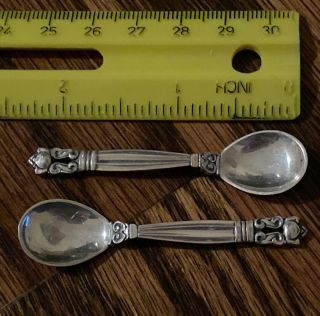 Vintage Georg Jensen Acorn Pattern Salt Spoons Old Mark 3