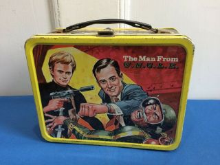 Vintage The Man From U.  N.  C.  L.  E.  Lunchbox 1966 Mgm Thermos Tv Secret Agent,  Spy