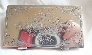C1858 Antique Art Nouveau Swedish Silver Visiting Card Case Aide Memoire