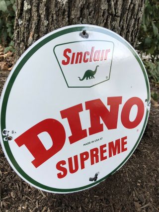 Vintage Sinclair Gasoline Porcelain Service Station Pump Sign Dino Marked 57
