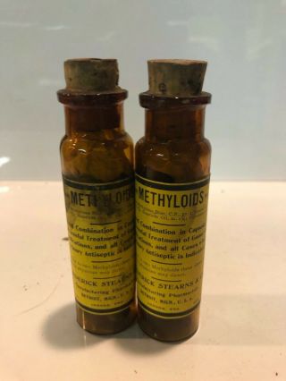 2 Frederick Stearns Detroit Mich Antique Quack Patent Medicine Bottle Apothecary