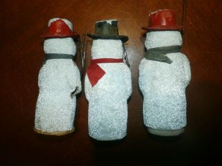 Set 3 Vintage Antique US Zone Germany Paper Snowman Frosty Candy Container 2