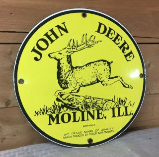 Vintage John Deere Moline,  Ill Porcelain Service Station Advertising Sign