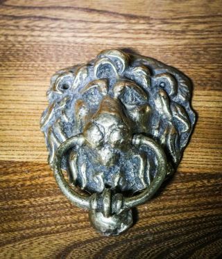 Antique - Brass Lion Head Door Knocker - Reclaimed Vintage - Victorian