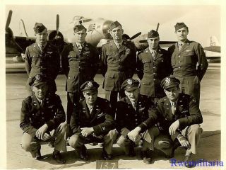Org.  Photo: Named Us Aircrew Posed In Front Of Their B - 17 Bomber
