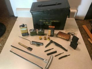 Ww2 Vintage Gun Cleaning Kit In A M1909 Ammo Box