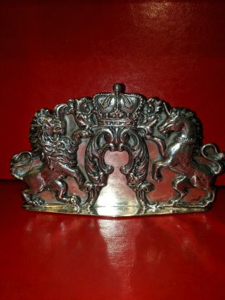 Vintage/antique Silver /sheffield Books Ends English Coat Of Arms Heavy,  Quality