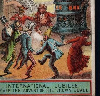 1880s Trade Card - Crown Jewel Base Burner Stove - Uncle Sam & Father Time