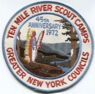 Bsa Gnyc Greater York Councils Ten Mile River Scout Camps Jacket Patch 1972
