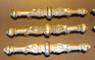 Set of 6 Vintage Ornate Brass Drawer Pulls Antique Bronze Scroll Handles Knobs 2