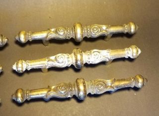 Set of 6 Vintage Ornate Brass Drawer Pulls Antique Bronze Scroll Handles Knobs 3