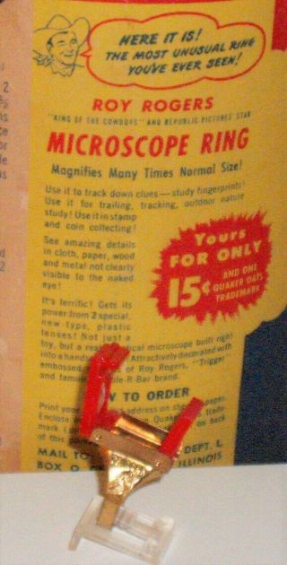 ROY ROGERS Microscope Ring Mail - Away Premium Ring & Quaker Oats Cereal Box 3
