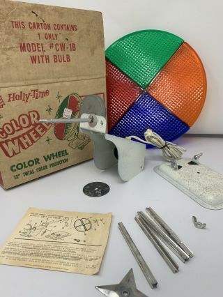Vintage Holly Time Aluminum Christmas Tree Color Wheel Cw - 1b With Box/papers
