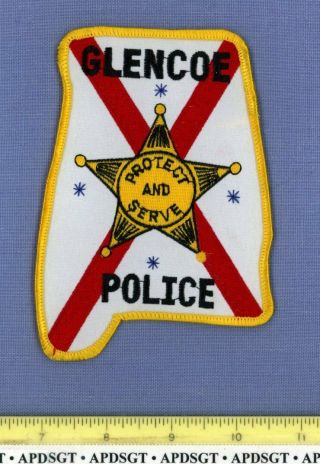 Glencoe 1 Alabama Sheriff Police Patch State Shape Flag Gold Star