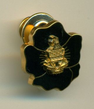 Vintage Kappa Alpha Theta Sorority Crest Black Flower Pin