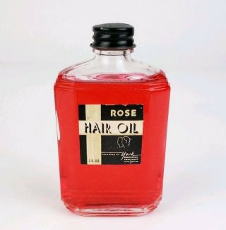 Vintage York Pharmacal Rose Hair Oil 3 Oz Full Bottle