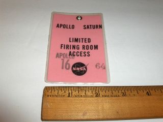 Nasa Apollo/saturn Apollo 16 Limited Firing Room Launch Access Badge 64