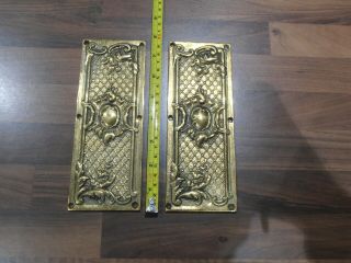 Art Nouveau Antique Style Heavy Solid Brass Door Plates 8 "