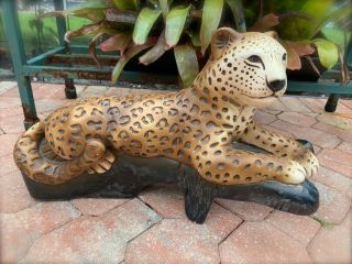 Large Ceramic Plaster Wild Jungle Leopard /big Cat Sculpture/ Statue