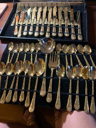 Wm Rogers And Son Gold Plate Flat Ware And Serving Ware Piece Set