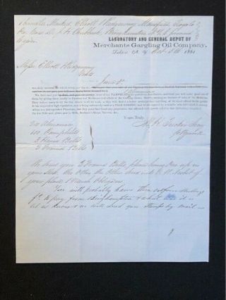 1861 Letterhead Merchants Gargling Oil Co Lockport Ny
