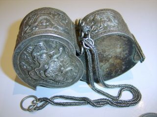 Antique Chinese Sterling Silver Chatelaine With Opium Box