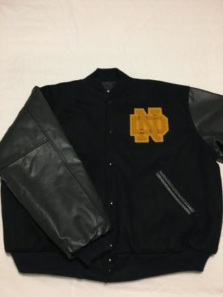 Vtg 70s 80s Notre Dame Fighting Irish Varsity Jacket Xxl Wool Leather Rudy
