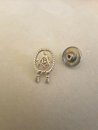 Vintage 14k Gold Masons Masonic Freemason Pin W/rope Design