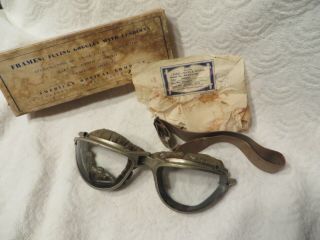 Vintage American Optical Company Flying Goggles With Amber Replacement Lenses