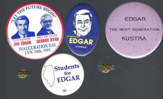 1990 Jim Edgar For Illinois Governor Campaign Buttons - Group D