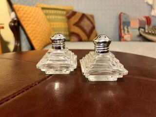 Vintage Crystal Cut Diamond Pattern Salt & Pepper Shakers