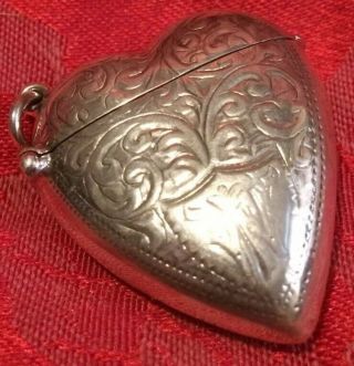 Solid Silver Heart Shaped Vesta Case