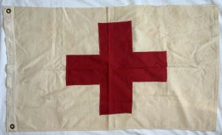 Ww2 Or Korean War U.  S.  Army Red Cross Ajax Cotton Paramount 22 " X35 " Flag
