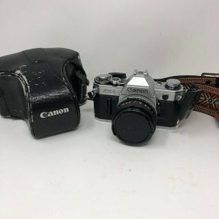 Vintage Canon Ae - 1 35mm Film Camera With 50mm Lens 1:1.  8 Case Strap Japan