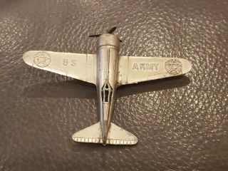Vintage Tootsietoy Us Army Metal Silver Plane 4 "