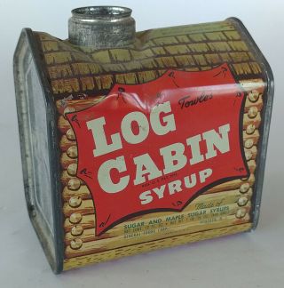 VINTAGE TOWLE ' S LOG CABIN SYRUP TIN Frontier Jail Western Sheriff 2
