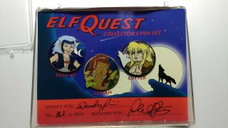 Elf Quest Collector’s Pin Set No.  868 Of 1500 Signed Autographed.