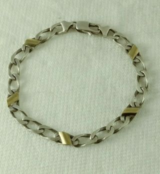 Vintage Tiffany & Co Sterling Silver & 18k Yellow Gold Curb Link Bracelet