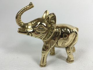 Vintage Brass Elephant Trunk Up Figurine Paper Weight Decor No.  1 Jde Markings