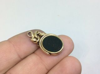 Rare Antique Victorian 9ct Gold Agate & Bloodstone Spinner Fob Pendant Charm