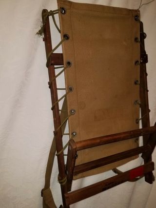 Unusual Vintage World War II Wooden And Canvas Backpack 3